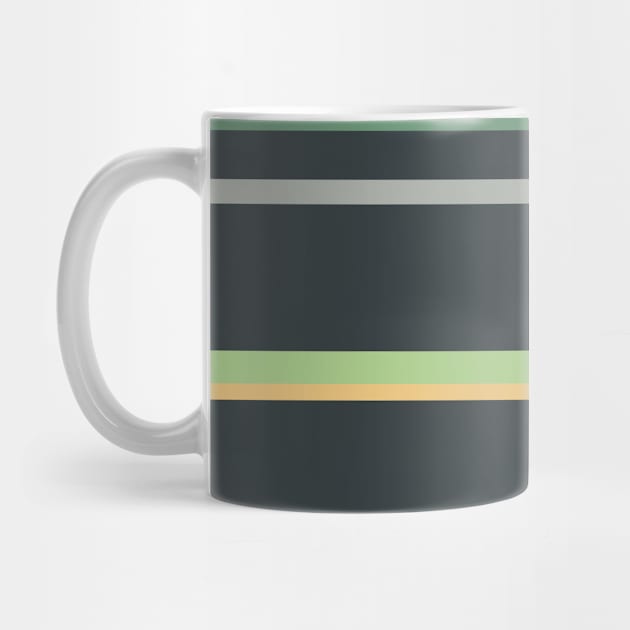 A splendid merger of Silver Foil, Charcoal, Slate Green, Laurel Green and Pale Gold stripes. by Sociable Stripes